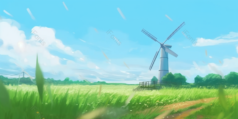 二十四节气插画夏天大风车小满麦子成长丰收,插画/手绘图,插画/手绘图库,插画/手绘图下载,插画/手绘